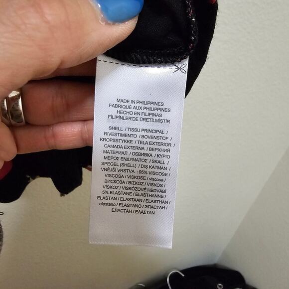 Lauren Ralph Lauren M black label floral ruffle trim elastic waist soft top Boho - Picture 8 of 15